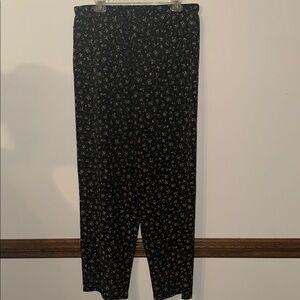 Floral Print Black Pants